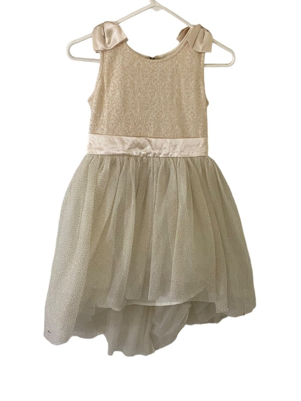American Girl Little Girls Cream & Gold Sparkle Shimmer Dress - 10